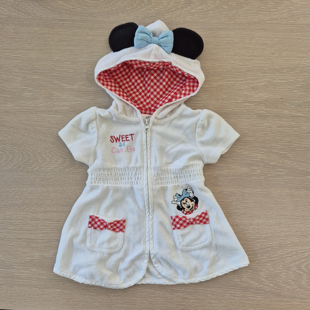 Toddler 12-18 Months Disney Baby White Romper with Red Gingham Trim